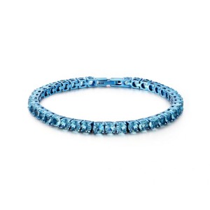 Tennis acciaio azzurro e cristalli azzurri