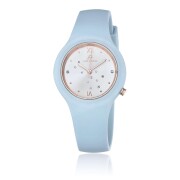 Orologio azzurro quadrante rosè con cristalli