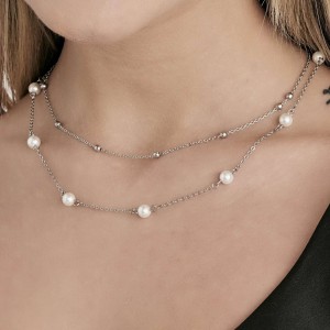 Collana 2 fili con perle