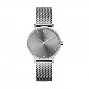 Minuit Mesh Crystals Grey Silver Colour