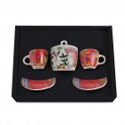 Set 2 Tazze caffè rosse con Zuccheriera