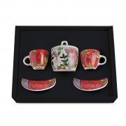 Set 2 Tazze caffè rosse con Zuccheriera